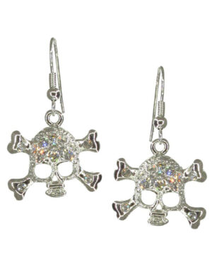 RSN1724 - Skull Rhinestone Earring Silver