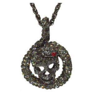 RSN2302 - Necklace Skull, snake, rhinestones, halloween