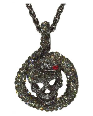 RSN2302 - Necklace Skull, snake, rhinestones, halloween