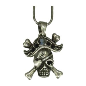RSN2323 - Black Skull Necklace with Rhinestones