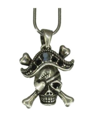 RSN2323 - Black Skull Necklace with Rhinestones