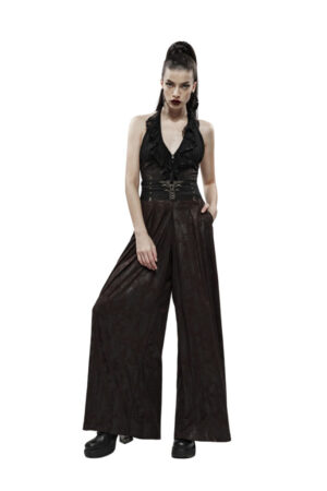 WK391 - Steampunk Last Magician Wide Leg Pants-BK