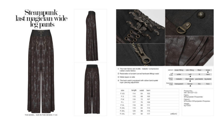 WK391 - Steampunk Last Magician Wide Leg Pants-BK - Image 15