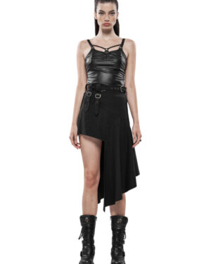 WQ442 - Punk Rock Irregular Skirt-BLK