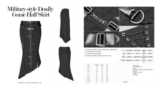 WQ454 - Military-Style Deadly Game Half Skirt - Image 11