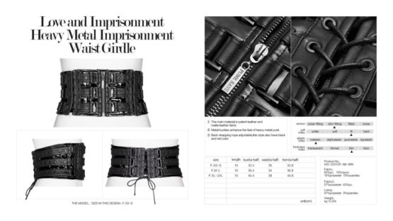 WS323 - Love Imprisonment Heavy Metal Imprisonment Waist Girdle-BLK-XL/2XL - Image 7