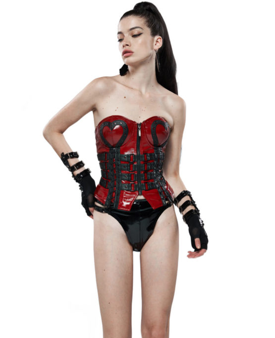 WS328 - Glamour Tight High Waist Glossy PU T-Back Thong-XL....