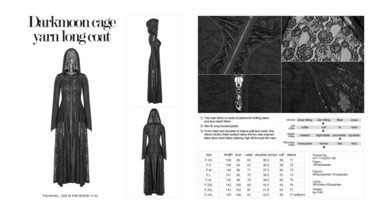 WY1143 - Darkmoon Cage Yarn Long Coat - Image 10