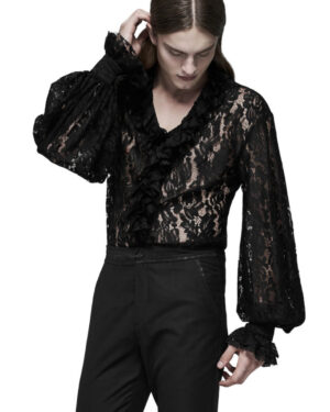 WY1158 - Goth See-Through V-neck Shirt-3XL