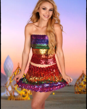 2273RNB - Sequin Skirt - Rainbow