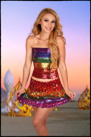 2273RNB - Sequin Skirt - Rainbow