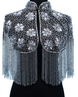 8893 - Beaded Shawl Solver - Silver Fringes with Collar