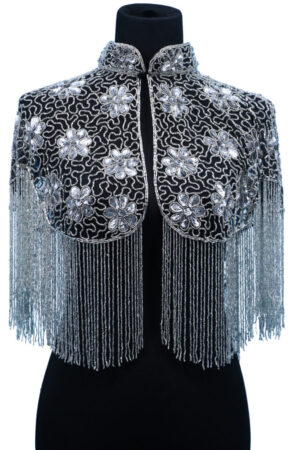 8893 - Beaded Shawl Solver - Silver Fringes with Collar