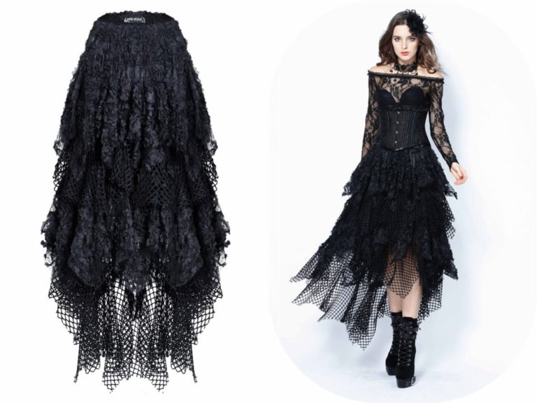 KW106 - Gothic Messy Mesh and Lace Skirt - Image 3