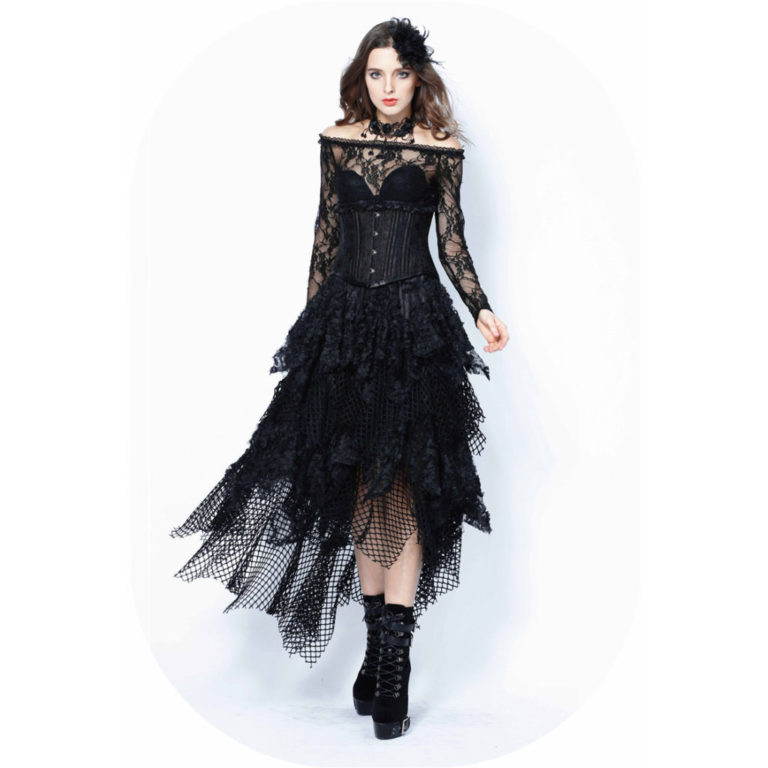 KW106 - Gothic Messy Mesh and Lace Skirt - Image 2