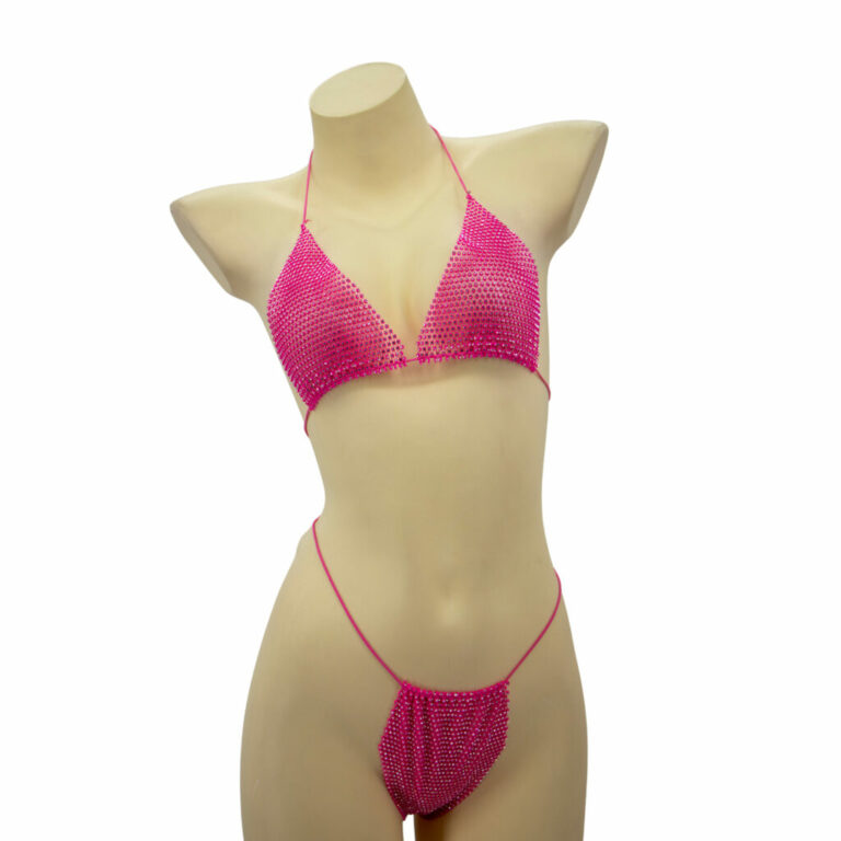 14409 - Rhinestones mesh lingerie/bikini set - Image 3