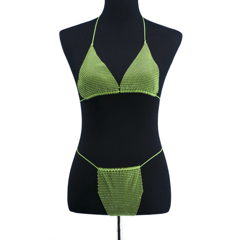 14409 - Rhinestones mesh lingerie/bikini set - Image 14