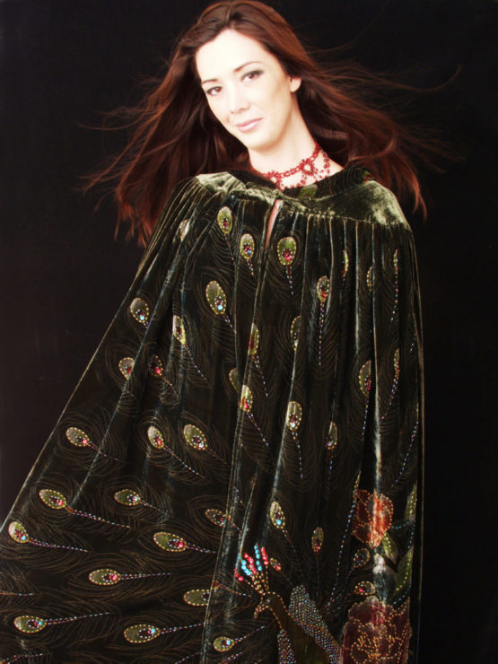 8482 - Beaded Velvet Victorian Peacock Cape - Image 2