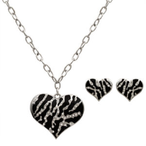 13135 - Necklace Set, Animal Printed Heart