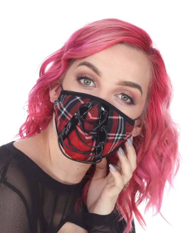 MK020 - red plaid face mask - Image 11