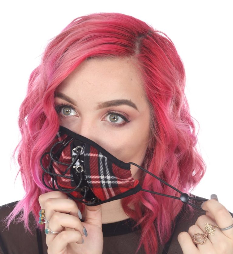 MK020 - red plaid face mask - Image 13
