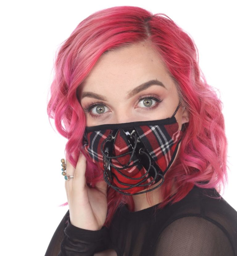 MK020 - red plaid face mask - Image 14