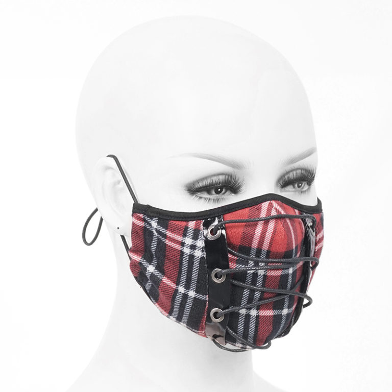 MK020 - red plaid face mask - Image 4