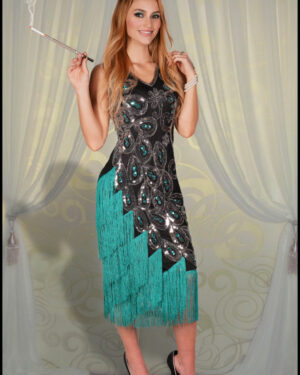 2534 - Flapper dress art deco Peacock Design