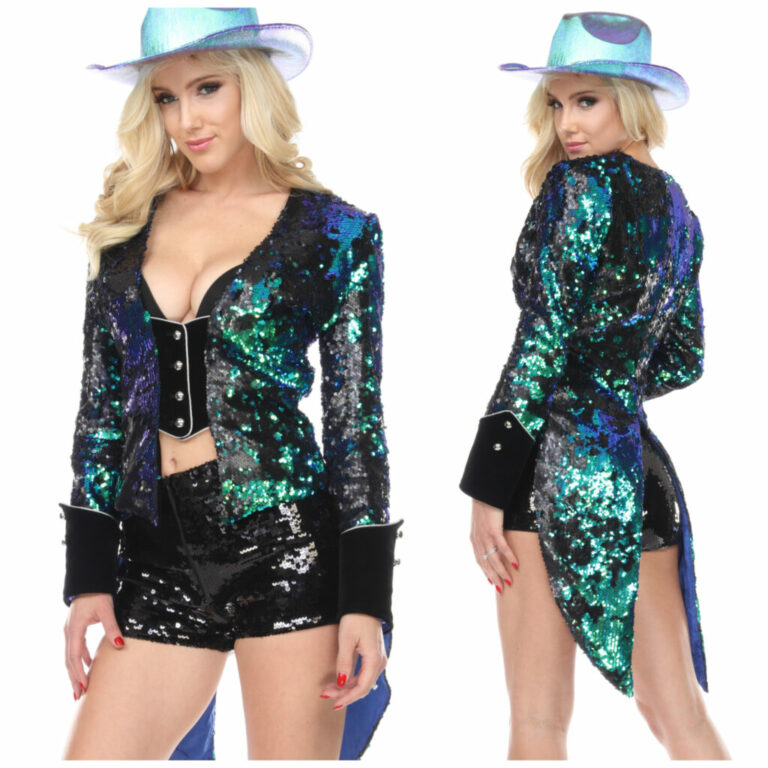 2603 - Sequin Tailcoat - Peacock Blue