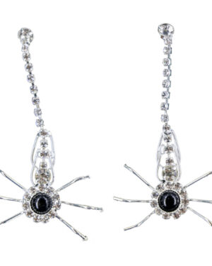 RSP1228-E - Spider Rhinestone Earring - Silver