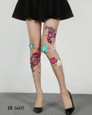 ST6605 - Fishnet Pantyhose floral - rose petals