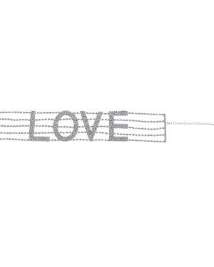 108 - Rhinestone Choker - " LOVE "- Silver