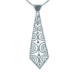 12221 - Half Circle Tie Necklace-Rhinestone