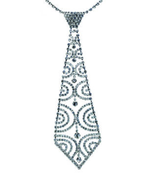 12221 - Half Circle Tie Necklace-Rhinestone