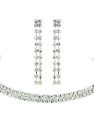 12919 - Rhinestone 2 Row Choker SET