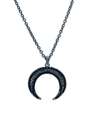 13177 - Double horn necklace Hematite