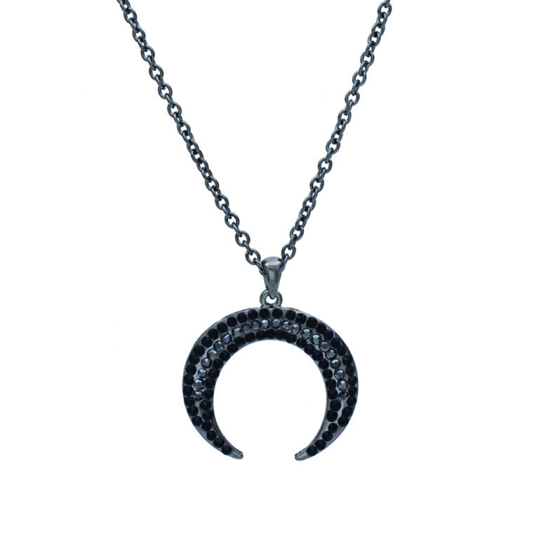 13177 - Double horn necklace Hematite