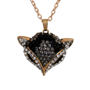 13863 - Gold Stone Fox Face Necklace