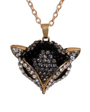 13863 - Gold Stone Fox Face Necklace