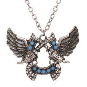 13946 - BS Double Gun Wings Necklace TQ