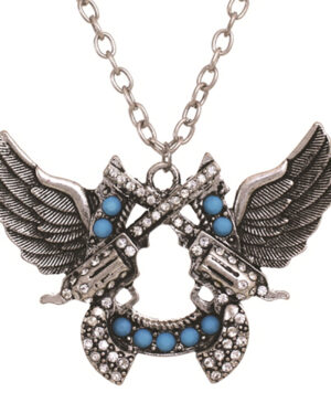13946 - BS Double Gun Wings Necklace TQ