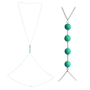 14055 - Silver Turquoise Rounds Body chain