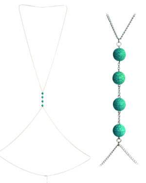14055 - Silver Turquoise Rounds Body chain