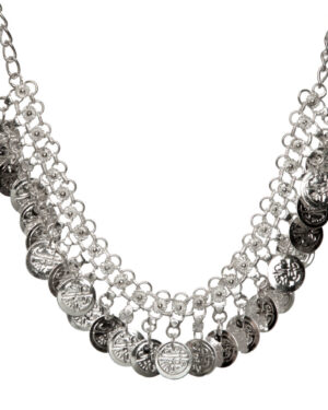 1441 - Necklace - Meshed Coin - Silver