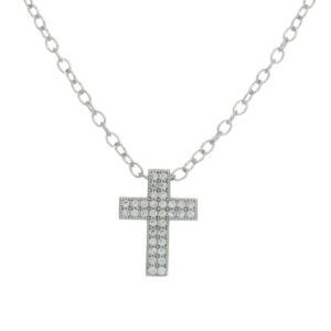 14488 - r cz cross necklace cr-silver