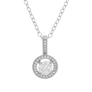 14491 - r cz center round necklace cr-silver
