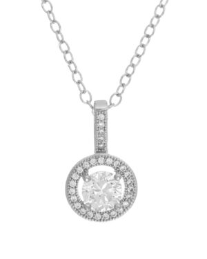 14491 - r cz center round necklace cr-silver