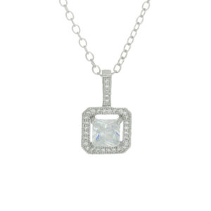 14492 - Rhinestone CZ Center Square Necklace