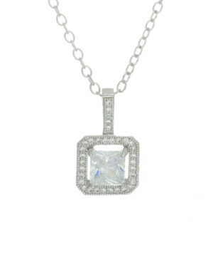 14492 - Rhinestone CZ Center Square Necklace