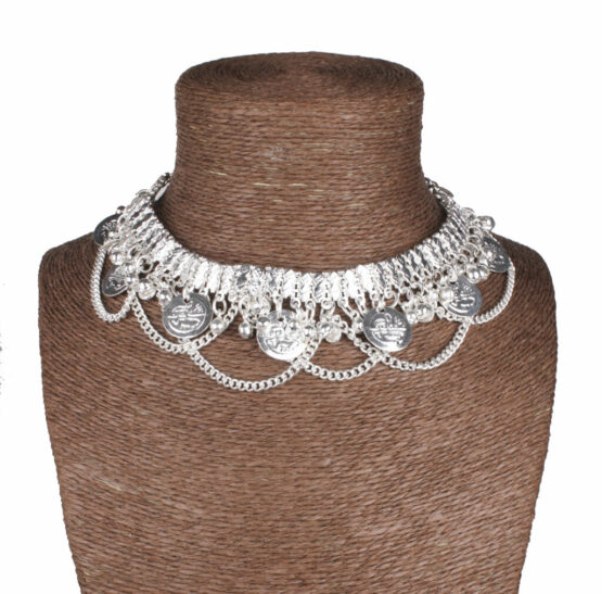 1463 - Metal Necklace with Coins-Silver